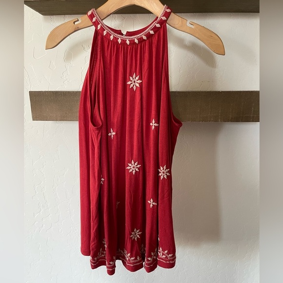 Loft| Burnt Orange Floral Embroidered Sleeveless Blouse, Very Boho•••XS - Picture 4 of 10